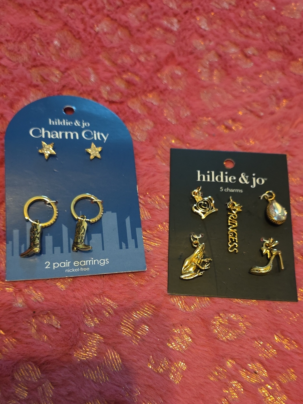 hildie & jo Kids Gold Charm Earrings and Charms Set - Gold